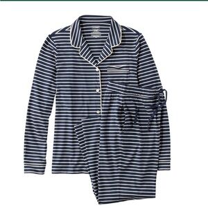 LLBean Women's Super-Soft Shrink-Free Button Front Pajama Set, Stripe